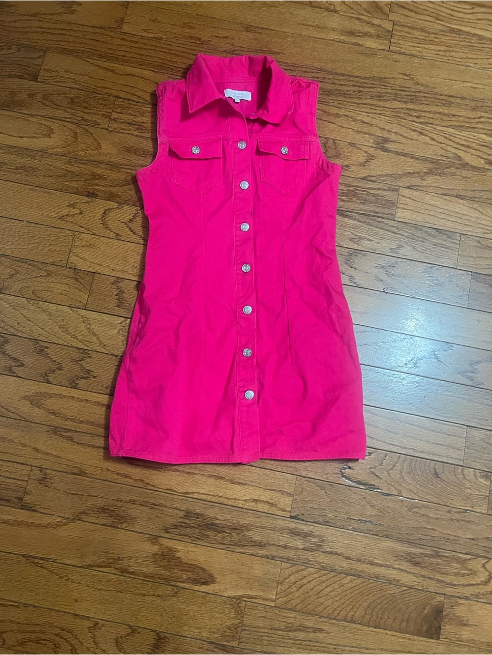 Love Tree Hot Pink Sleeveless Button-Front Mini Dress